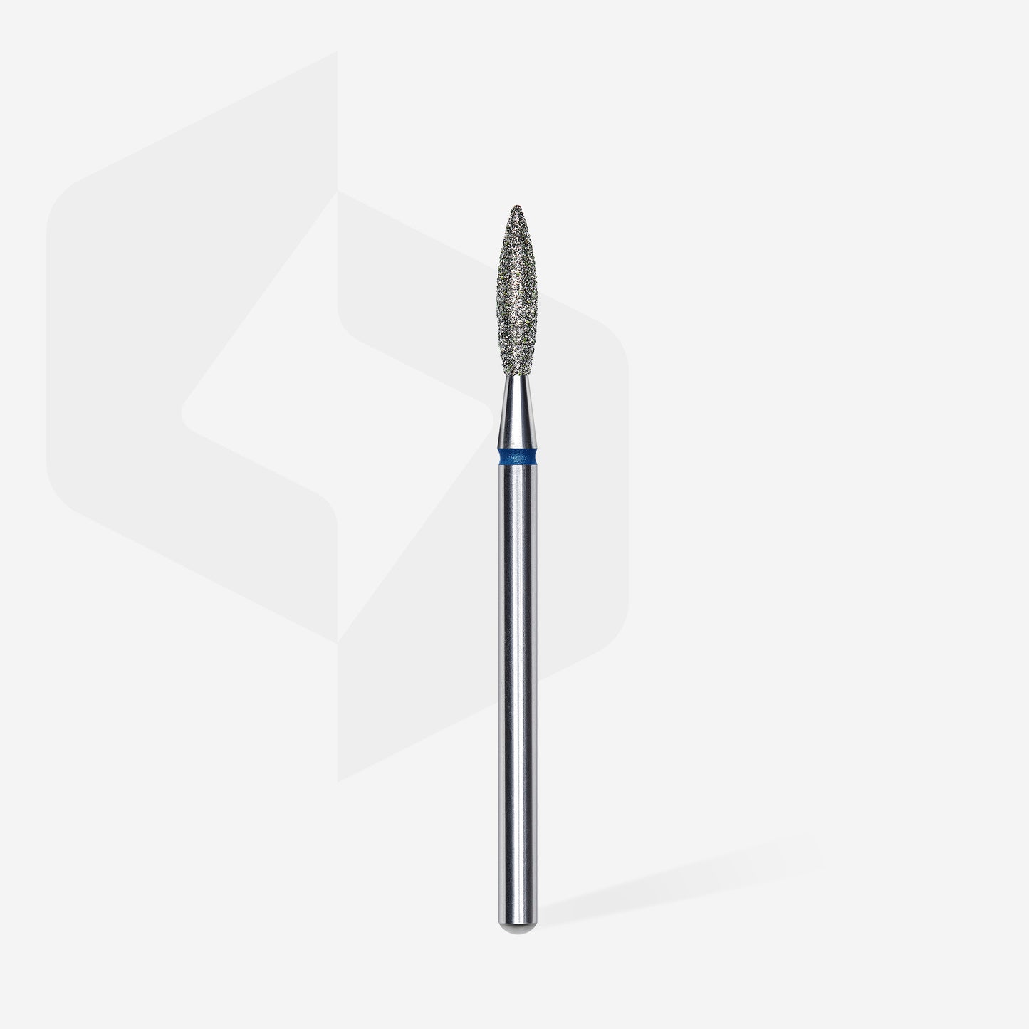 Diamond nail drill bit, "flame" , blue, head diameter 2.3 mm, working part 10 mm