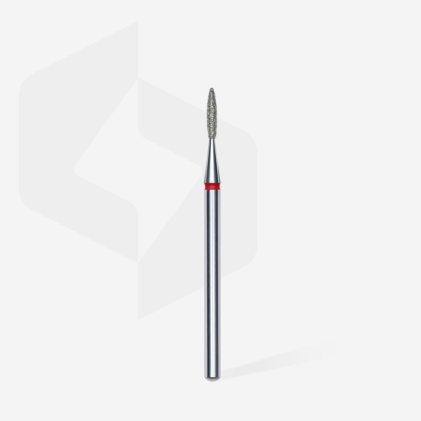 Diamond nail drill bit, "flame" , red, head diameter 1.6 mm, working part 8 mm