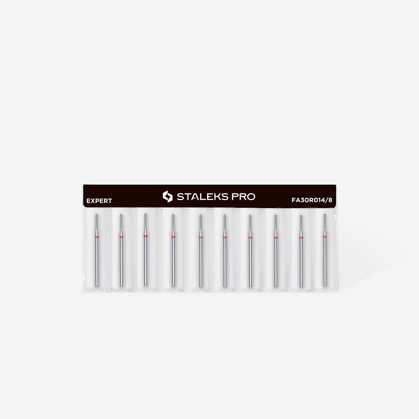 STALEKS Diamond nail drill bit, rounded "cylinder", red, head diameter 1.4 mm, working part 8 mm