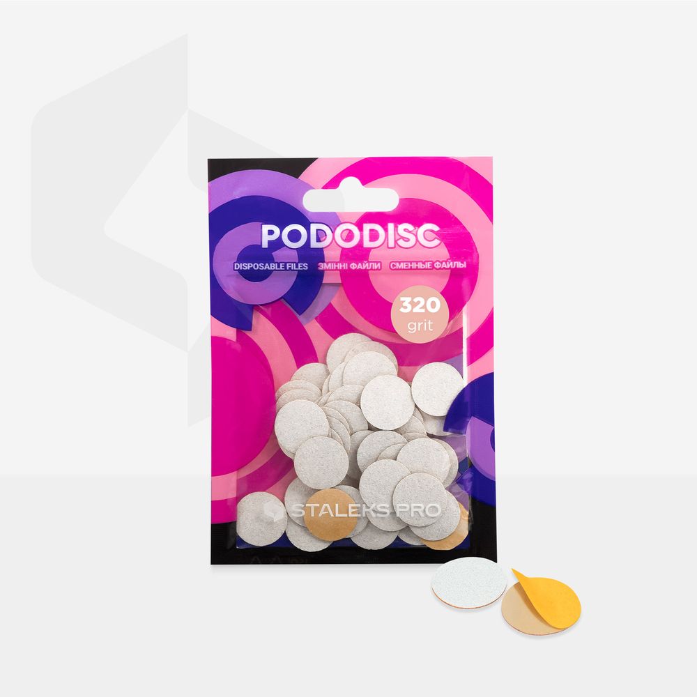 STALEKS Disposable white files with soft foam layer for pedicure disc PODODISC STALEKS PRO S, 320 grit (50 pcs)