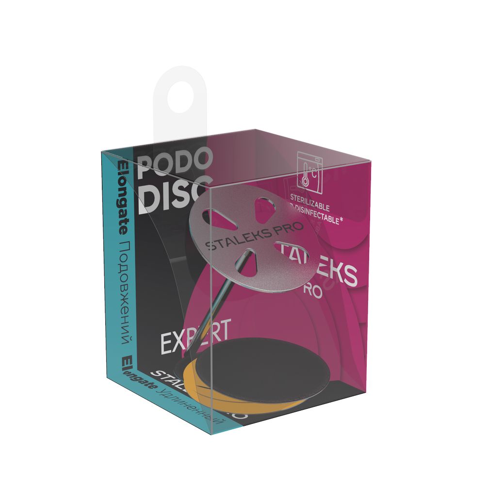PODODISC STALEKS PRO L (25 mm) Elongated pedicure disc in the set with disposable files 180 grit (5 pcs)