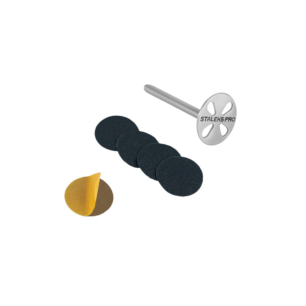 PODODISC STALEKS PRO S (15 mm) Elongated pedicure disc in the set with disposable files 180 grit (5 pcs)