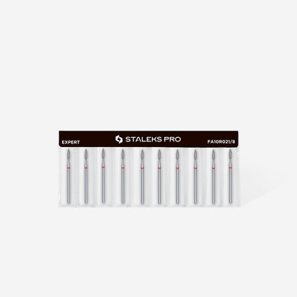 STALEKS Diamond nail drill bit, "flame" , red, head diameter 2.1 mm, working part 8 mm