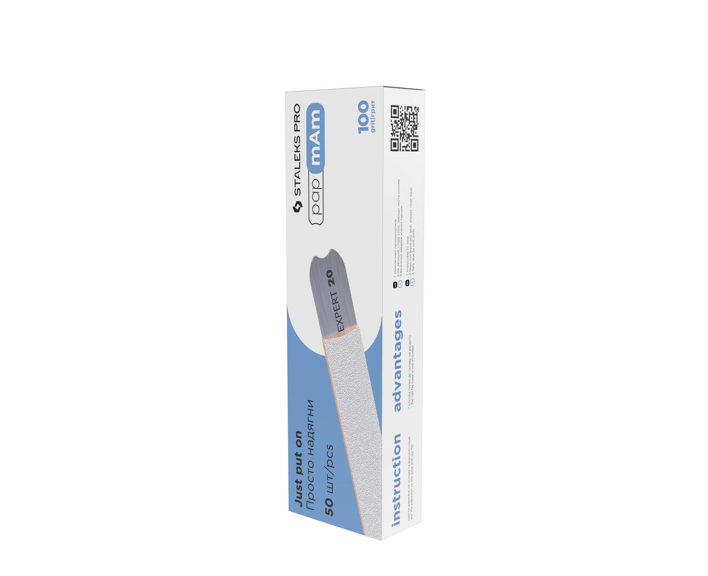 STALEKS Disposable white files papmAm EXPERT 22, 100 grit (50 pcs)