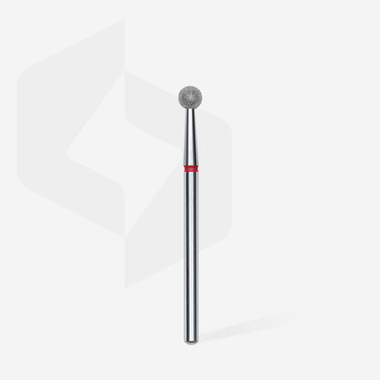 Diamond nail drill bit, "ball", red, head diameter 4 mm