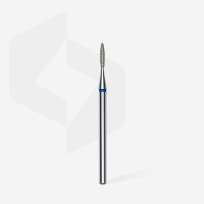 Diamond nail drill bit, "flame" , blue, head diameter 1.6 mm, working part 8 mm