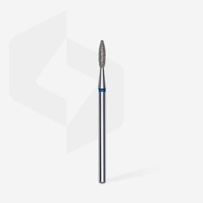 Diamond nail drill bit, "flame" , blue, head diameter 2.1 mm, working part 8 mm