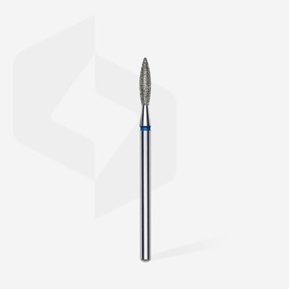 Diamond nail drill bit, "flame" , blue, head diameter 2.3 mm, working part 10 mm