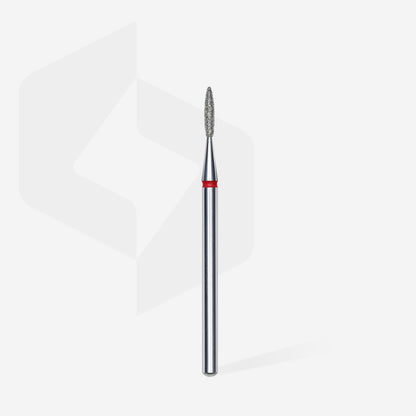 Diamond nail drill bit, "flame" , red, head diameter 1.6 mm, working part 8 mm