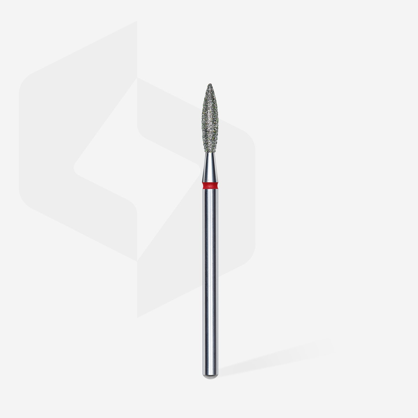 Diamond nail drill bit, "flame" , red, head diameter 2.3 mm, working part 10 mm