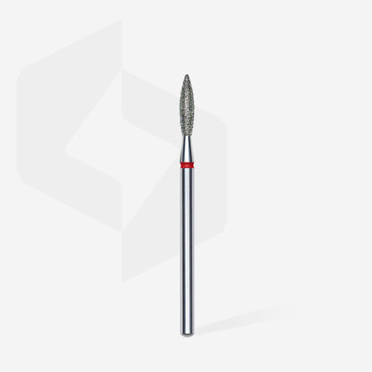Diamond nail drill bit, "flame" , red, head diameter 2.3 mm, working part 10 mm