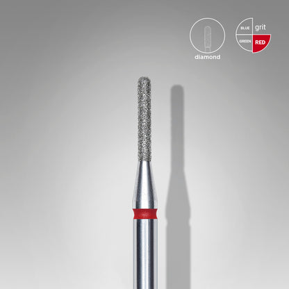 STALEKS Diamond nail drill bit, rounded "cylinder", red, head diameter 1.4 mm, working part 8 mm