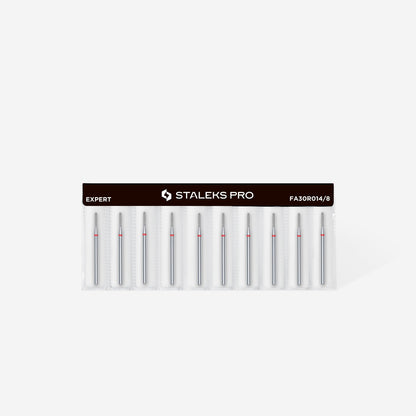 STALEKS Diamond nail drill bit, rounded "cylinder", red, head diameter 1.4 mm, working part 8 mm