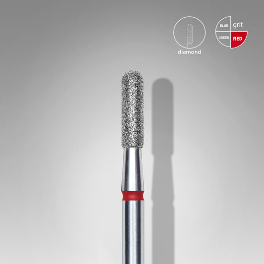 STALEKS Diamond nail drill bit, rounded "cylinder", red, head diameter 2.3 mm/ working part 8 mm (divisible by 10)