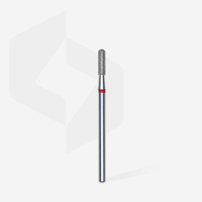STALEKS Diamond nail drill bit, rounded "cylinder", red, head diameter 2.3 mm/ working part 8 mm (divisible by 10)