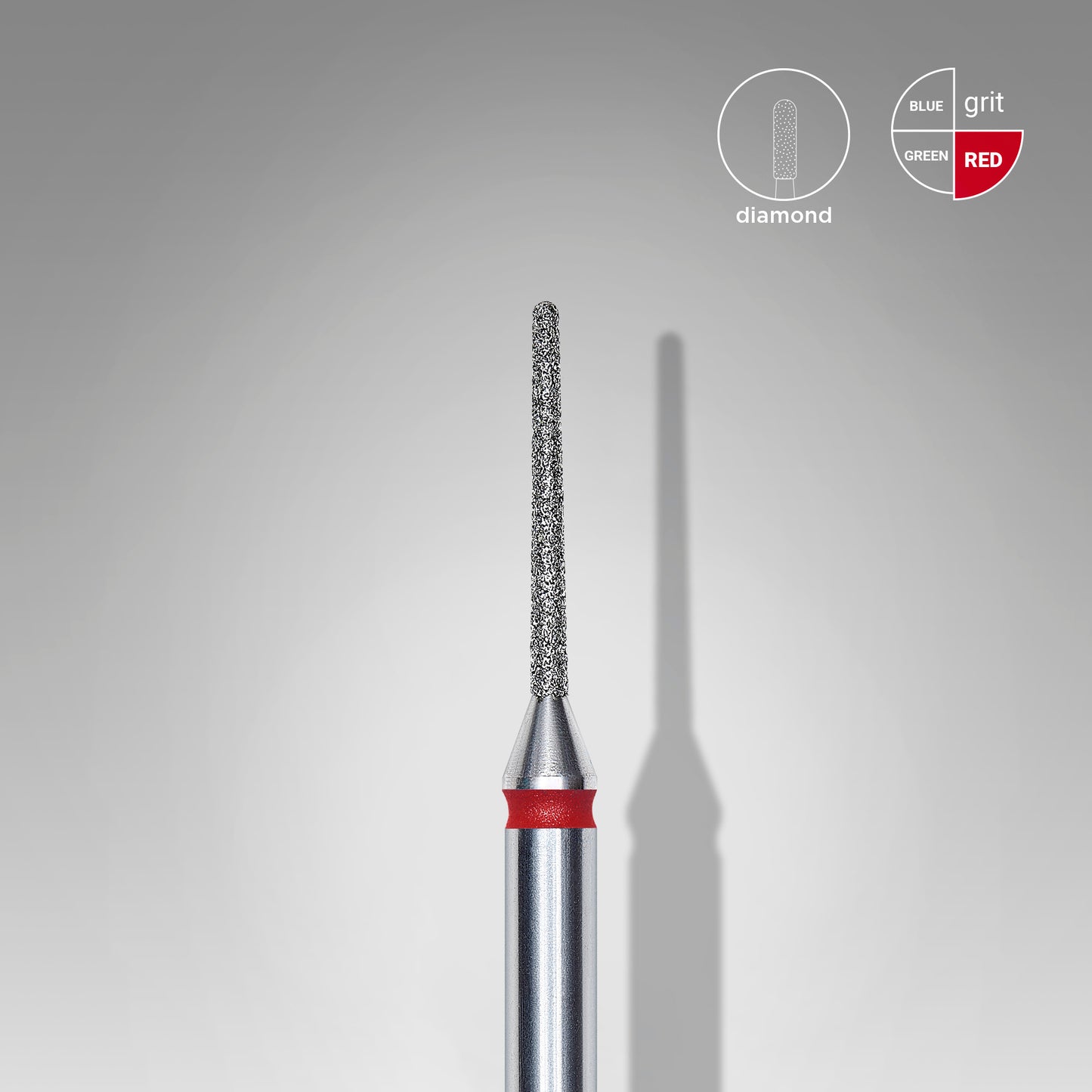 STALEKS Diamond nail drill bit, "needle", red, head diameter 1 mm, working part 10 mm