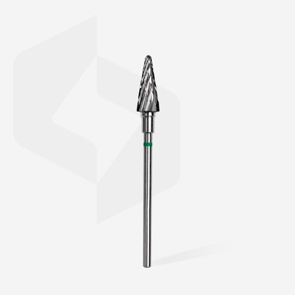 Carbide nail drill bit, "cone" green, head diameter 6 mm / working part 14 mm