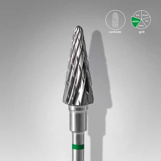 Carbide nail drill bit, "cone" green, head diameter 6 mm / working part 14 mm