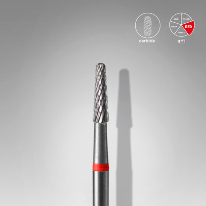 Carbide nail drill bit, "cone" red, diameter 2.3 mm / working part 8 mm