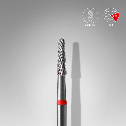Carbide nail drill bit, "cone" red, diameter 2.3 mm / working part 8 mm