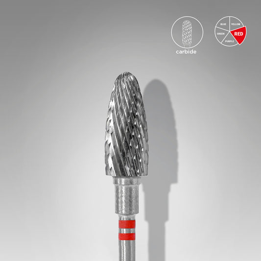 Carbide nail drill bit for left-handed users, "corn", red, diameter 6 mm / working part 14 mm