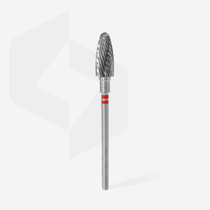 Carbide nail drill bit for left-handed users, "corn", red, diameter 6 mm / working part 14 mm