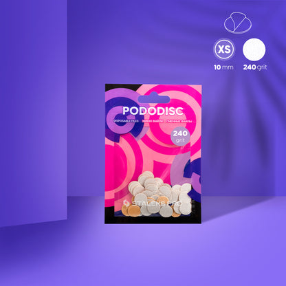 Disposable white files for pedicure disc PODODISC STALEKS PRO XS, 240 grit (50 pcs)