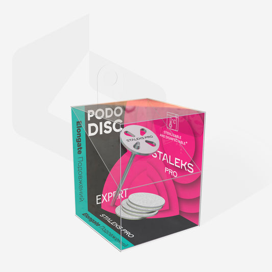 PODODISC STALEKS PRO S (15 mm) Elongated pedicure disc in the set with disposable files 180 grit (5 pcs)
