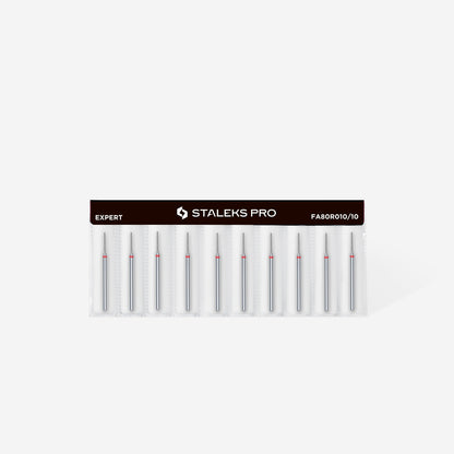 STALEKS Diamond nail drill bit, "needle", red, head diameter 1 mm, working part 10 mm