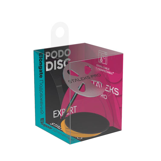 PODODISC STALEKS PRO L (25 mm) Elongated pedicure disc in the set with disposable files 180 grit (5 pcs)