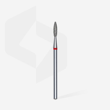 STALEKS Diamond nail drill bit, "flame" , red, head diameter 2.1 mm, working part 8 mm